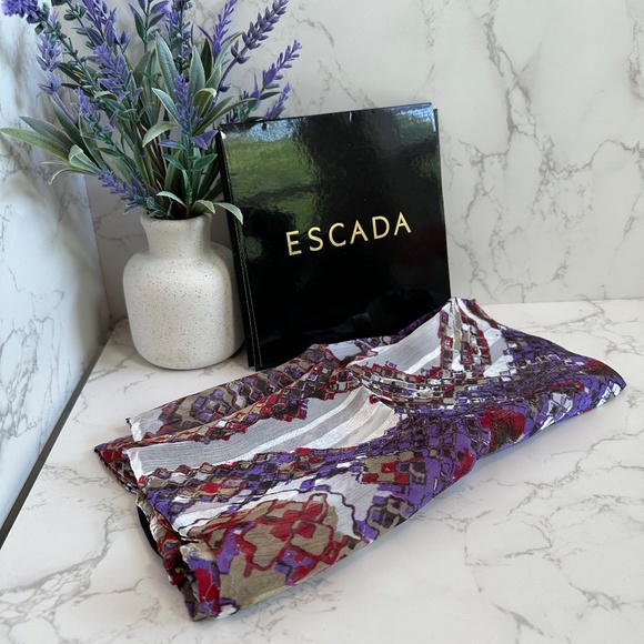 Escada 100% Silk Sheer Scarf - Picture 8 of 8